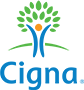 A closeup of the Cigna logo